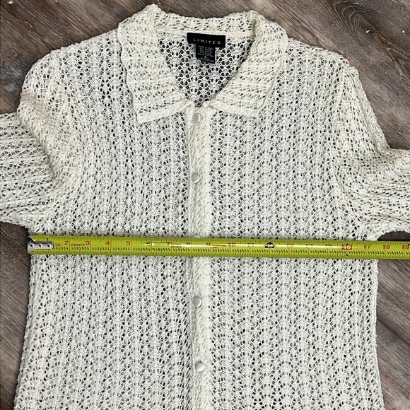 VTG Limited Made in Italy Crochet Summer Sweater Open Knit Women's Large Cream - Picture 8 of 11